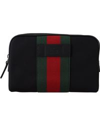Gucci Nylon Web Red Green Waist Belt Bag One Size - Black