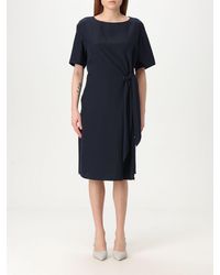Emporio Armani - Silk Midi Dress Side Tie Detail - Lyst