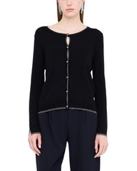 Liu Jo - Long Sleeve Button-Up Knitwear With Round Neck - Lyst