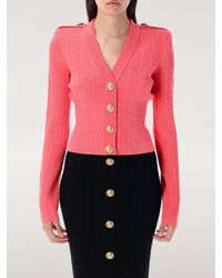 Balmain - Buttoned Cable Knit Cardigan - Lyst