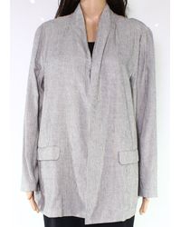 Eileen Fisher Jacket Size Large L High-collar Striped - Multicolour