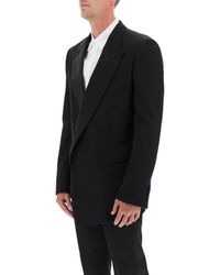 Alexander McQueen Asymmetric Barathea Tuxedo Jacket in Black for 