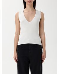 Pinko - Ribbed Knit Sleeveless Vneck Top - Lyst