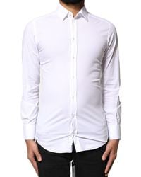Dolce & Gabbana - White Gold Cotton Long Sleeves Dress Shirt - Lyst
