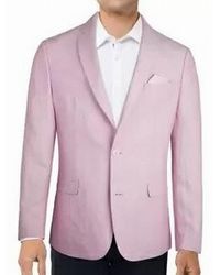 Bar Iii Blazer Size 44 Slim Fit Two-button Linen Chambray - Pink