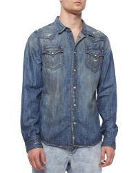 true religion denim shirt mens