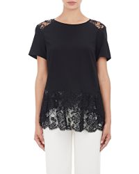 Thakoon Alençon Lace Peplum Top - Black