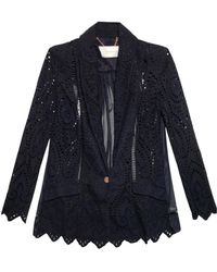 Zimmermann Riot Eyelet Single-Breasted Jacket - Blue