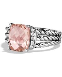 David Yurman Petite Wheaton® Ring With Morganite And Diamonds - Metallic
