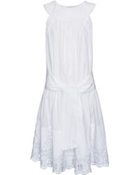 Badgley Mischka Lace Dress Drop Waist in White (ivory) | Lyst