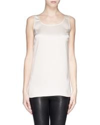 St. John Collection Satin Trim Matte Jersey Top in White (bright white ...