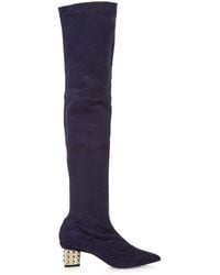 Nicholas Kirkwood Prism Stud-Heel Over-The-Knee Boots - Blue
