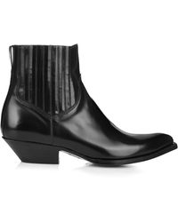 Saint Laurent Santiag 40 Western Leather Boots black - Lyst