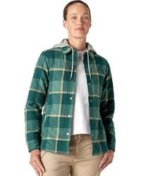 Dickies Hooded Flannel Shirt Jacket in Brown | Lyst