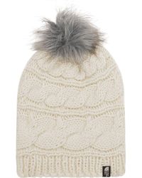the north face triple cable fur pom