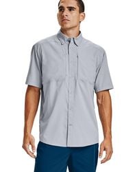 Under Armour UA Performance Fall Oxford Grey Mens Fitted Shirt M 