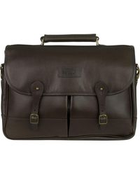 Barbour - Leather 11.5L Briefcase Dark - Lyst