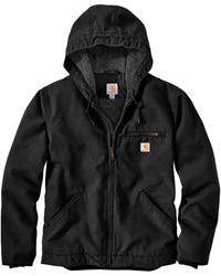Carhartt - Oj392 Washed Duck Sherpa Lined Hooded Jacket - Lyst
