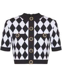 Balmain - Buttoned Diamond Crop Top - Lyst