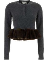 Stella McCartney - Faux-Fur Detail Wool Sweater - Lyst