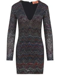 Missoni - Zigzag Sequined Dress With Deep V-Neckline - Lyst
