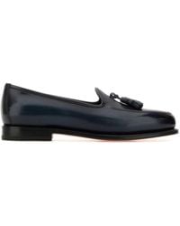 Santoni - Dark Leather Andrew Loafers - Lyst
