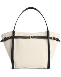 Tod's - 'Shopping Tim' Canvas And Midi Lear Bag - Lyst