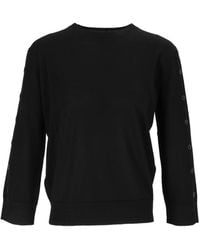 Kangra Cashmere - Crewneck With Open Sleeves Buttoned Crewneck Sweater - Lyst