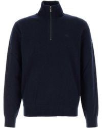 Burberry - Dark Blu Stretch Cashmere Blend Sweater - Lyst