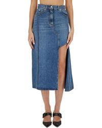 McQueen - Denim Midi Skirt - Lyst