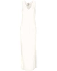 Calvin Klein - Weißes V-Ausschnitt-Midikleid - Lyst