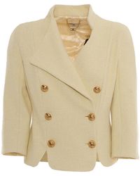 Elisabetta Franchi - Tailored Double-Breasted Blazer With Buttons - Lyst