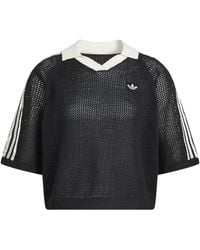 adidas - Striped V-Neck Polo Shirt - Lyst