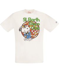 Mc2 Saint Barth - Cotton T-Shirt With Snoopy Disco Club Print - Lyst
