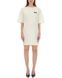 MSGM - Short Sleeved Mini Dress With Logo - Lyst