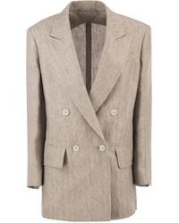 Max Mara - Mxmolimpia1 Blazer Van Puur Linnen Met Dubbele Rij Knopen - Lyst