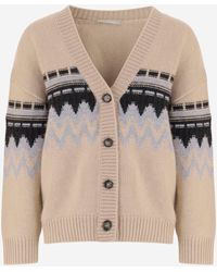 Allude - Cashmere Cardigan With Geometric Pattern - Lyst