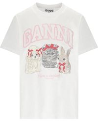 Ganni - Animals Basic T-Shirt - Lyst