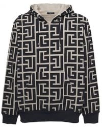 Balmain - Monogram-print Hoodie - Lyst
