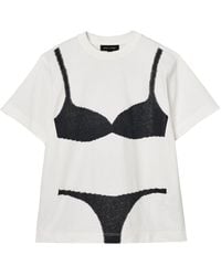 Marc Jacobs - Weißes Trompe-L'Oeil-T-Shirt Mit Lingerie-Print - Lyst