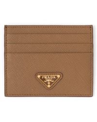 Prada - Logo-Plaque Saffiano Leather Cardholder - Lyst