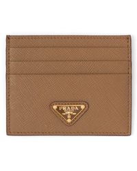 Prada - Kartenetui aus Saffiano-Leder mit Logoplakette - Lyst