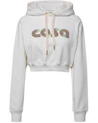 Casablancabrand - Cropped Sweatshirt Met Capuchon En Logo - Lyst