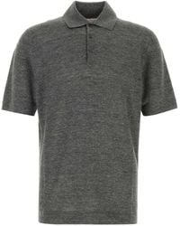 Brunello Cucinelli - Melange Dark Linen Blend Polo Shirt - Lyst