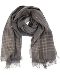 Peserico - Virgin Wool Scarf With Check Pattern, Sequins And Lurex Details - Lyst