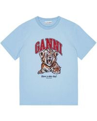 Ganni - T-Shirt With Logo - Lyst