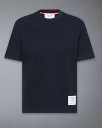Thom Browne - T-shirt Met Korte Mouwen En Engineered 4-bar-streep In Klassiek Piqué - Lyst