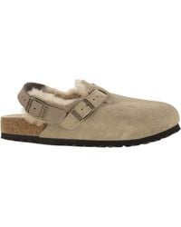Birkenstock - Tokio Shearling Suede En Lambskin Slippers - Lyst