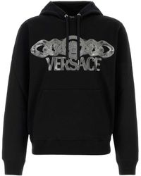 Versace - Intricate Logo Print Sweatshirt With Kangaroo Pocket - Lyst