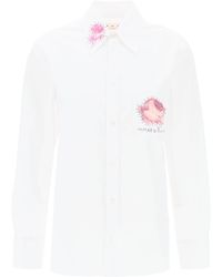 Marni - "chemise avec patch à imprimé à fleurs et logo brodé - Lyst